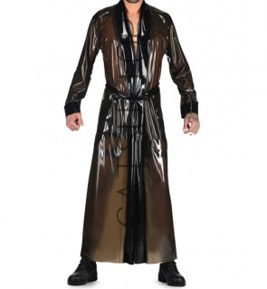 Suitop New men's rubber swimsuit latex transparent black bathrobe color