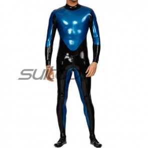 Men's catsuit are zipped to the navel at the back of metallic blue color CATSUITOP 