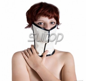 Suitop popular women's rubber latex masks main in white and black trim color
