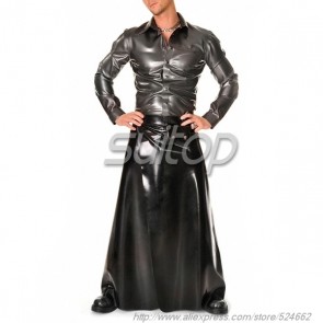 Suitop rubber latex long skirt in black color for men