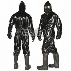 men's transparent latex full cover catsuit rubber bodysuit