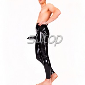 Suitop hot selling rubber latex men's male's pants with penis condom in black color