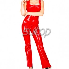 women's latex catsuit  in red sleeveness