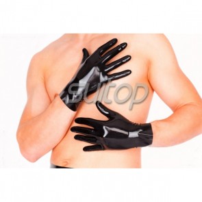 Suitop hot selling rubber latex men's male's short finger gloves in black color