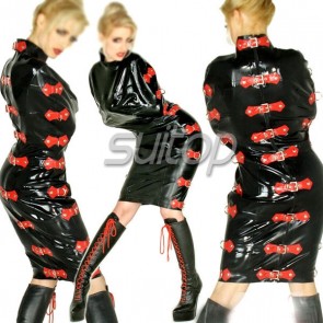 Suitop new arrivals rubber latex women's female's bondage dress in black color