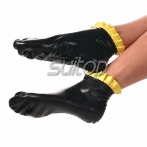 Women latex rubber socks in black color