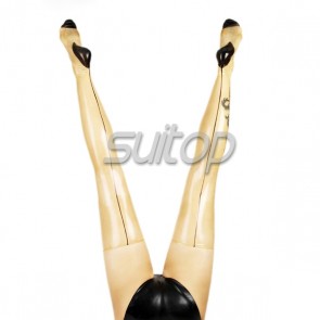 Women latex rubber long stockings in transparent color