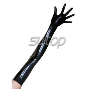 Suitop rubber latex long gloves in black color for women