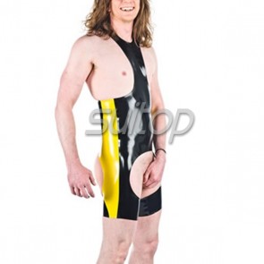 Men sexy latex tracking suit fetish wearing male's bodysuits leotards for adult exotic