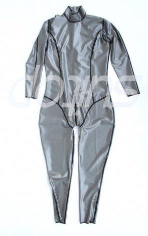 Men latex  with  teddies rubber Metallic silver  black an invisible zipper on the chest and heel, and the back zipper opens to the lower abdomen  