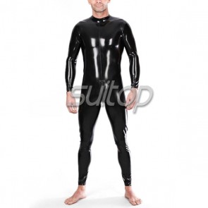 men latex catsuit with back zip to navel