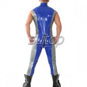 men latex bodysuit with back zipper