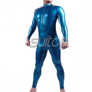 classical latex male's catsuit front zip