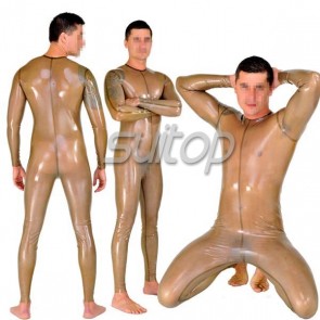 transparent latex catsuit neck entry without zipped