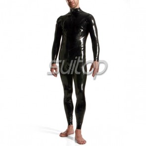 EMS Free shipping 0.8 thickness latex catsuit with back ziper