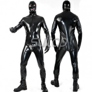 Latex glued tights straikacket Teddies sexy Apparel breathless catsuit with attached glve hood and sock