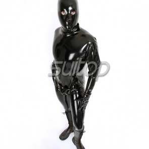 Suitop men's rubber latex full cover zentai catsuit(open eyes only)in black color 