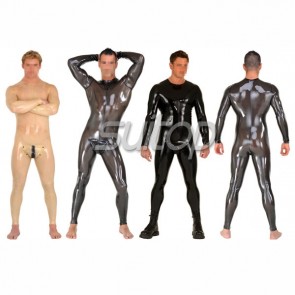 Suitop men's hot selling rubber latex catsuit with cop-piece in transparent color