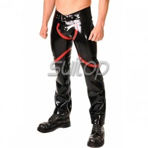 Men's sexy pants for adult in main black and red trim with YKK Metallic zip exotic