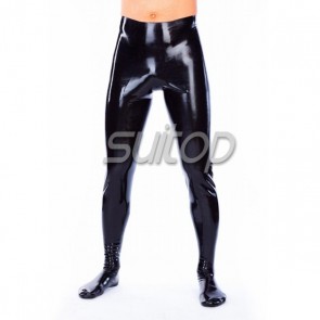 Rubber latex legging  for men sexy pants no zip with feets socks