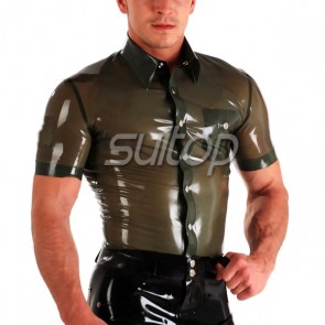 fancy sexy rubber latex costume Rubber Latex Zip front t-shirt