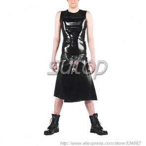 Suitop super quality men's rubber latex tight vest with round neck in black color