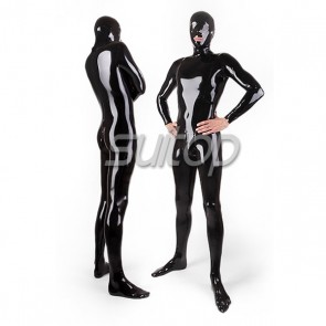 Men's latex full cover catsuit rubber zentai wtih back zip
