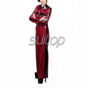 women's latex catsuit rubber uniforms wtih bell-bottom Flared lares