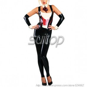 Latex trousers rubber leggings for women in black color
