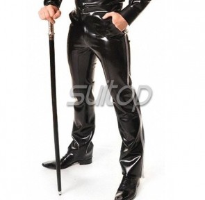 Suitop super quality men's male's rubber trousers latex pants in black color