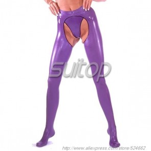 Latex leggings rubber tights for women in purple color