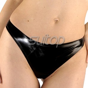 Women's sexy rubber latex G-string in black color