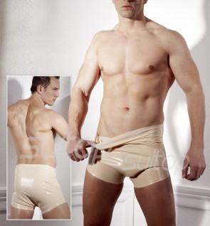 Free shipping in  new 100% natural rubber Men's latex breeches rubber shorts in flesh color