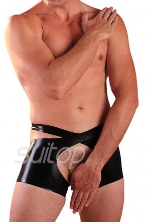 New Men's latex jockstraps rubber T-back in black for adult exotic