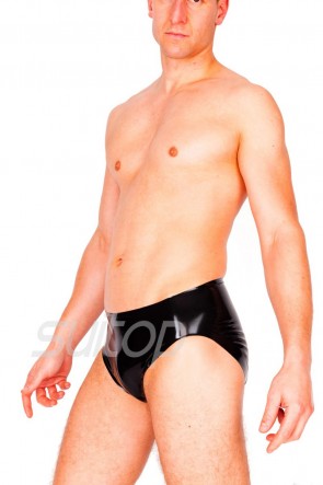 Suitop hot selling rubber latex men's male's briefs in black color
