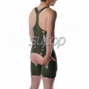 Men's latex bodysuit leotard rubber open ass for adult exotic