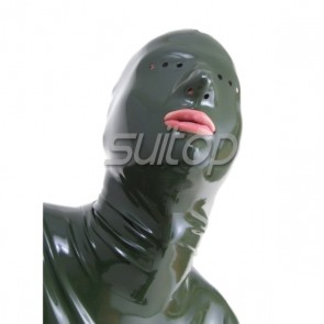 Suitop rubber latex hood masks with open mouth(eyes and nose with holes) in black color