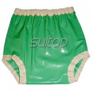  Suitop sexy women's female's rubber latex briefs with elastic cord in green color