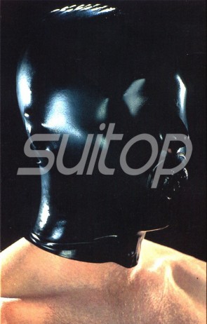Suitop super quality rubber hoods latex masks with condom in black color