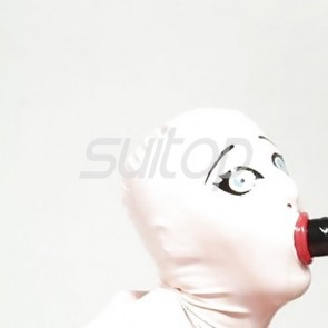 Suitop sexy rubber latex hoods women's female's cartoon masks with condoms in white color for adults exotic