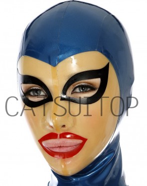 Suitop free shipping rubber fetish mask sexy latex hood in black ,clear and redcolor