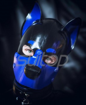  puppy latex hood  all cover outside of nose, inside of hood is open nose