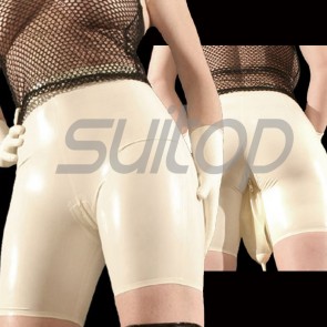 Suitop special women's rubber tight pants latex trousers with urine bag in white color