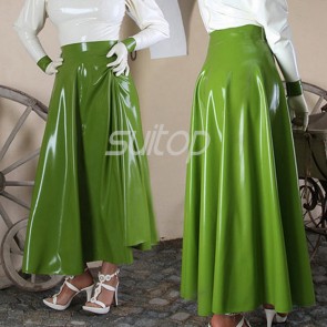 Sexy & special rubber latex vintage style long dress in green color for lady