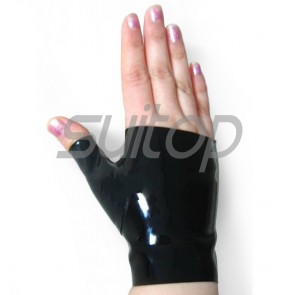 Suitop rubber latex short glove in black color for women