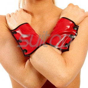 Suitop rubber latex short glove in red color for women