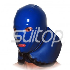 100% handmade natural Latex Mask fancy style with front zip