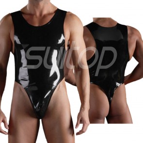 Suitop super quality men's male's rubber latex body & leotard in black color