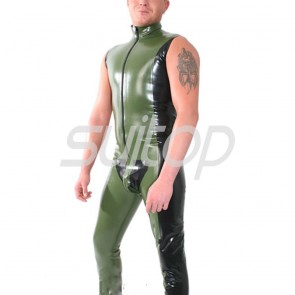 hot sale men's latex corsetry tights costume bodysuits amry green