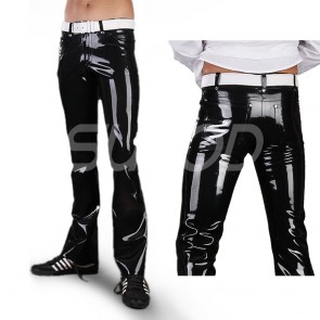 Suitop pure handmade men's male's rubber trousers latex pants in black color